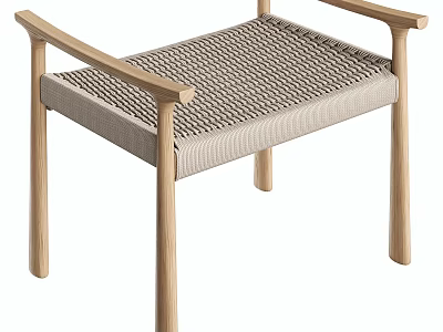 Modern Design Bench With Light Wooden Frame And Woven Seat Armrests 3d model
