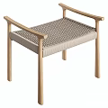 Modern Design Bench With Light Wooden Frame And Woven Seat Armrests