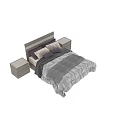 Nizza Italian Double Bed Modern Design With Wooden Headboard Nightstand And White Purple Pillows