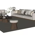 New Chinese-style Song-style Sofa Coffee Table Combination New Chinese-style Sofa Coffee Table Solid Wood Sofa Coffee Table Three-person Sofa Single-person Sofa Casual Chair Stool Coffee Table Ornaments 3d model