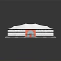 3D Layered Stadium Model With Green Pitch Red Stands White Roof And Pink Bridges