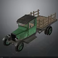 Vintage Green Truck With Wooden Cargo Bed And Retro Design Elements