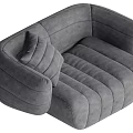 Modern Gray Single Sofa with Plush Striped Design and Comfortable Seating 3d model