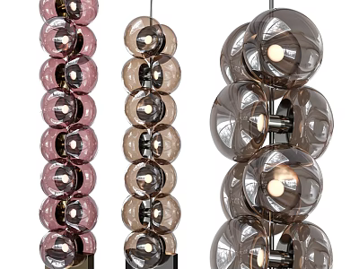 Modern Floor Lamp With Stacked Round Glass Balls In Pink Brown Gray Hues 3d model