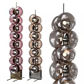 Modern Floor Lamp With Stacked Round Glass Balls In Pink Brown Gray Hues