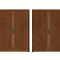 Classic Wooden Double Doors With Intricate Carved Texture And Metal Accents