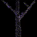 Tree Shaped Decorative Lights With Purple And Yellow Bulbs On Black Background