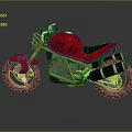 Stylish Red Motorcycle Featuring Gold Frame Black Seat And Dual Exhaust Pipes