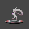 White Game Character With Long Ears Holding Purple Orb On Circular Black White Red Base
