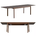 Modern Wooden Dining Table With Dark Tabletop And Simple Leg Design 3d model
