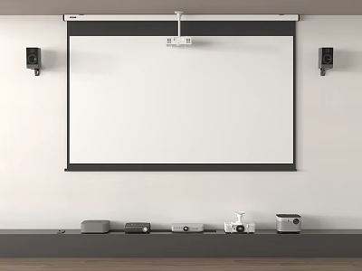 Projection Curtain Digital Equipment Projector Projection Equipment 3d model