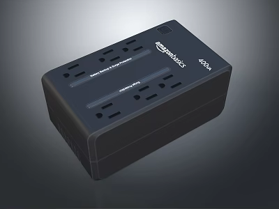 Black AmazonBasics Switch Panel With Multiple Outlets And 600J Surge Protection 3d model