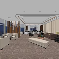 Hotel Public Lounge Area With Comfortable Sofas Modern Coffee Tables And Floor To Ceiling Windows
