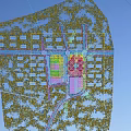 Multiple Industrial Warehouses With Green Landscaping Road Network And Sunset Sky