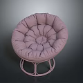Round Single Sofa with Soft Pink Pleated Cushion and Metal Openwork Base 3d model