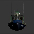 Camouflage Yacht Design With Blue Bottom Antennas And Front Equipment