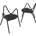 Modern Black Dining Chairs With Metal Frame Curved Armrests And Round Seat Design