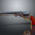 Vintage Revolver With Wooden Grip And Metal Barrel Weapon