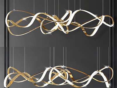 Elegant Modern Gold And White Twisted Chandelier Design For Home Decor 3d model