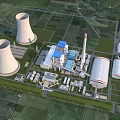Modern Industrial Plant With Cooling Towers Chimney Buildings And Surrounding Greenery