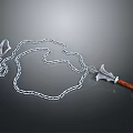 Metallic Chain Weapon With Double Sharp Blades And Red Wooden Handle 3d model