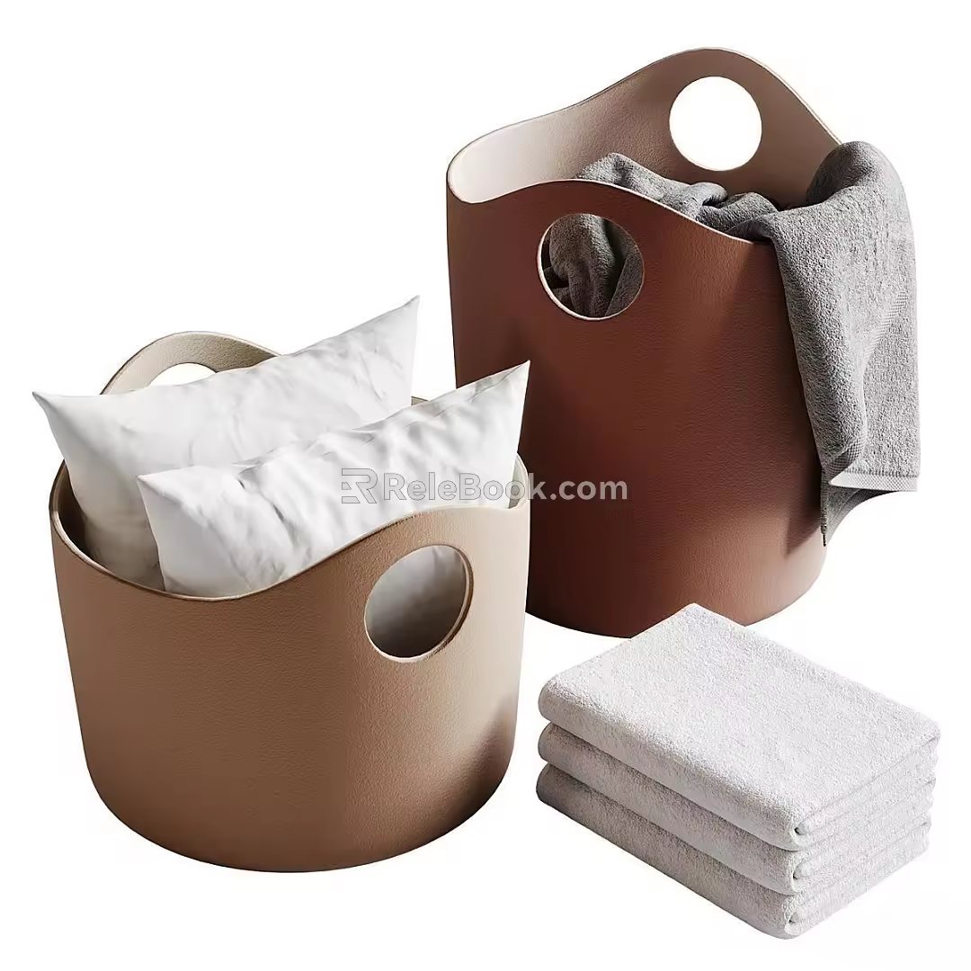 Towel frame basket pillow towel 3d model