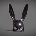 Sculptural Black Rabbit Mask With Long Ears Smooth Surface And Minimalist Design