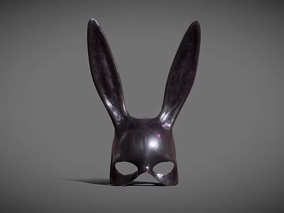 Sculptural Black Rabbit Mask With Long Ears Smooth Surface And Minimalist Design 3d model