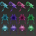 Colorful Fantasy Characters And Creatures Featuring Feather Like Tentacles Multiple Color Variants