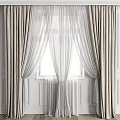 Elegant Layered Beige Curtains With Sheer White Panels For Window Decor