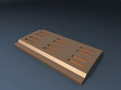 Brown Flat Rectangular Panel With Multiple Slotted Holes And Smooth Edges Design 3d model