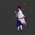 Magical Character In Purple Outfit With Bow Accents And Blue Butterflies Flying Around