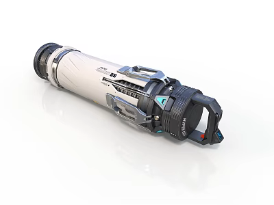 Modern High Tech Cylindrical Weapon With Mechanical Design And Metal Components 3d model