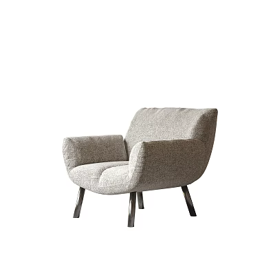 Light Gray Accent Chair with Upholstered Comfortable Armrests and Sleek Metal Legs Modern Minimalist Design 3d model