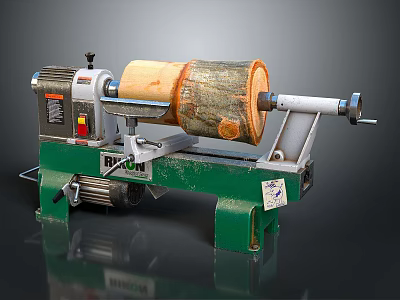 Wood Lathe Machine Processing And Shaping Wooden Log For Craft 3d model