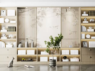 New Chinese Decorative Cabinet Decorative Cabinet Background Wall 3d model