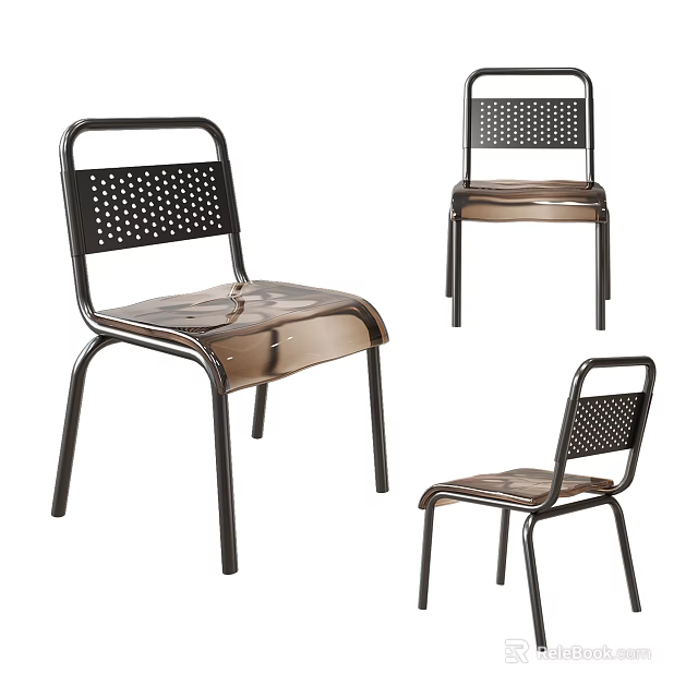 Stylish Modern Leisure Chair With Metal Frame Perforated Backrest And Comfortable Seat Design 3d model 