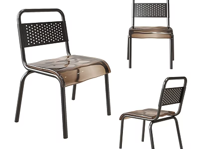 Stylish Modern Leisure Chair With Metal Frame Perforated Backrest And Comfortable Seat Design 3d model