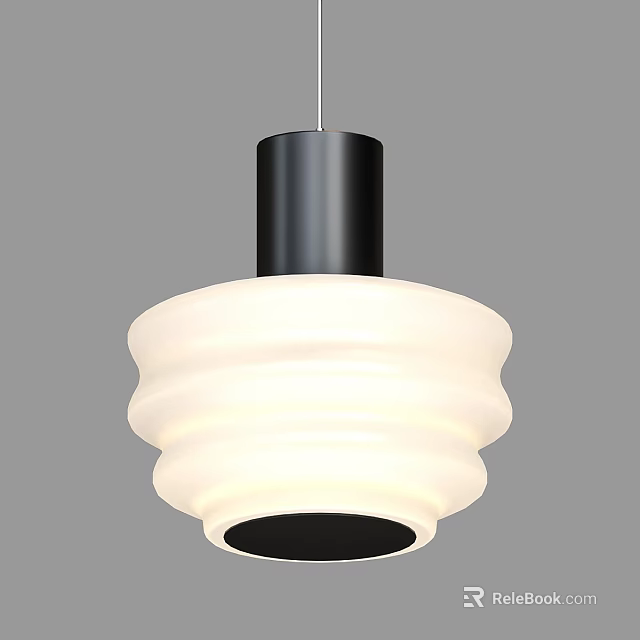 Modern White Layered Ring Design Pendant Light With Black Top For Home Interior 3d model 