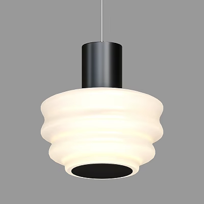 Modern White Layered Ring Design Pendant Light With Black Top For Home Interior 3d model