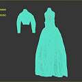 Vintage Blue Blouse And Full Skirt With White Top Displayed On Mannequin