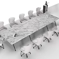 Modern Office Conference Table with Ergonomic Rolling Chairs in Meeting Room