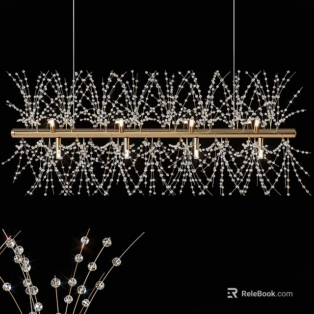 Elegant Modern Crystal Chandelier With Beaded Branches And Metal Frame Design 3d model 