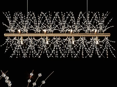 Elegant Modern Crystal Chandelier With Beaded Branches And Metal Frame Design 3d model