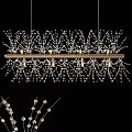 Elegant Modern Crystal Chandelier With Beaded Branches And Metal Frame Design