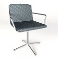 Modern Black Leather Chair With Diamond Pattern Metal Armrests And Metal Base