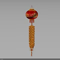 Elegant Red Lantern Home Furniture with Golden Decorative Details and Hanging Tassels