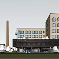 Modern Office Building Factory Building Old Factory Atrium Landscape 3d model