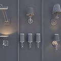 Various Stylish Wall Lamps With Different Designs Mounted On Dark Wall