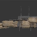 Abandoned Tracked Vehicle Structure With Rusted Metal Mechanical Parts And Tracks